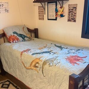 Crate & Kids Dinosaur Quilt Bedding Set in Light Blue and Multicolor